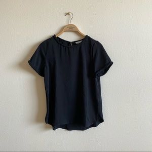 Naked Zebra Black Braided Collar Blouse